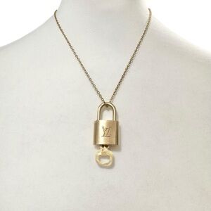 Authentic Louis Vuitton #344 Lock & Key Set on a 18K Gold Plated Chain Necklace